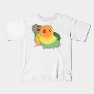 Playfull Jade and Green Lovebird Kids T-Shirt